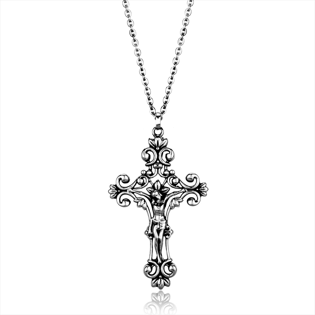 CHROME HEARTS Sterling Silver Engraved Cross Pendant