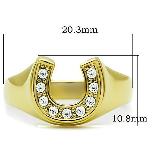 ETERNAL SPARKLES Women's Clear Pave CZ Horseshoe Equestrian Novelty Statement Fashion Ring - Gold