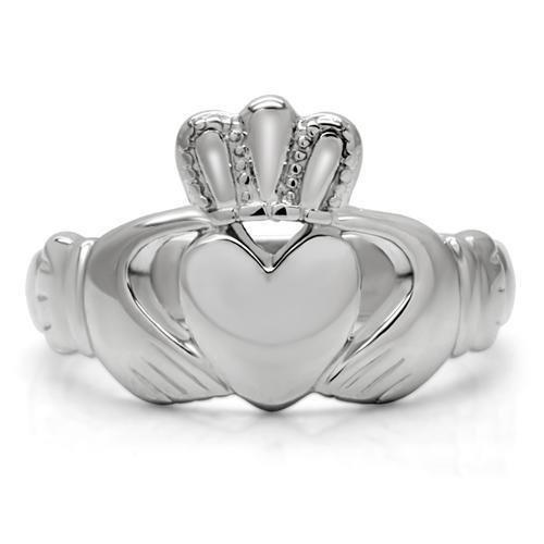 ETERNAL SPARKLES Women's Silver Claddagh Celtic Irish Fashion Comfort Statement Love Ring