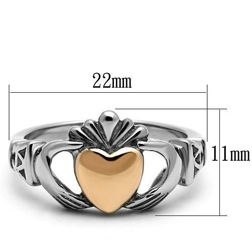 ETERNAL SPARKLES Women's Silver Claddagh Celtic Irish Fashion Comfort Statement Love Ring - Silver/Rose Gold