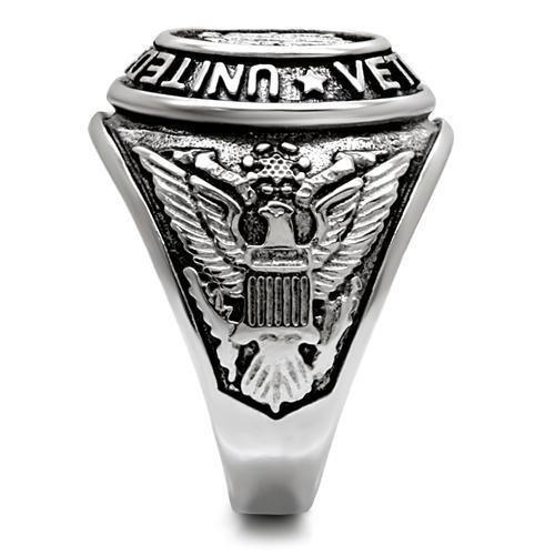 Eternal Sparkles Men's USA Veterans Military Patriotic Masculine Statement Ring - Silver