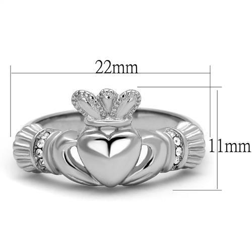 ETERNAL SPARKLES Women's Silver Claddagh Celtic Irish Fashion Comfort Statement Love Ring - Mini CZ Silver