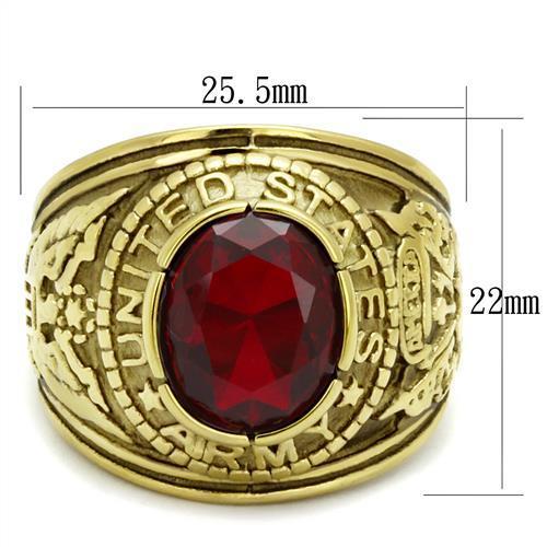 Eternal Sparkles Men's USA United States Army Military Ring Patriotic Bezel Set Crystal Oval Centerstone - Gold