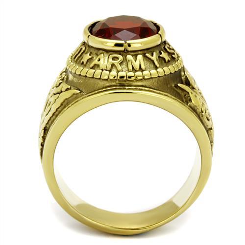 Eternal Sparkles Men's USA United States Army Military Ring Patriotic Bezel Set Crystal Oval Centerstone - Gold