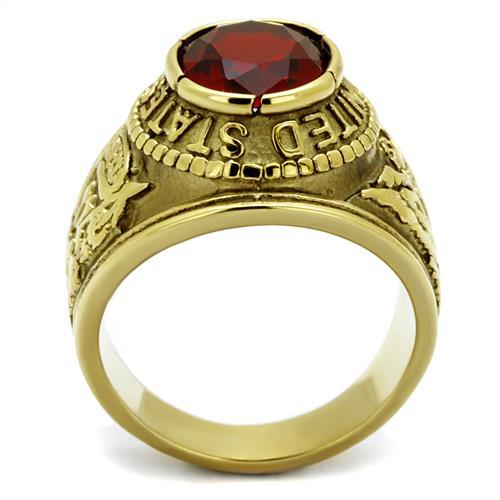 Eternal Sparkles Men's USA United States Army Military Ring Patriotic Bezel Set Crystal Oval Centerstone - Gold