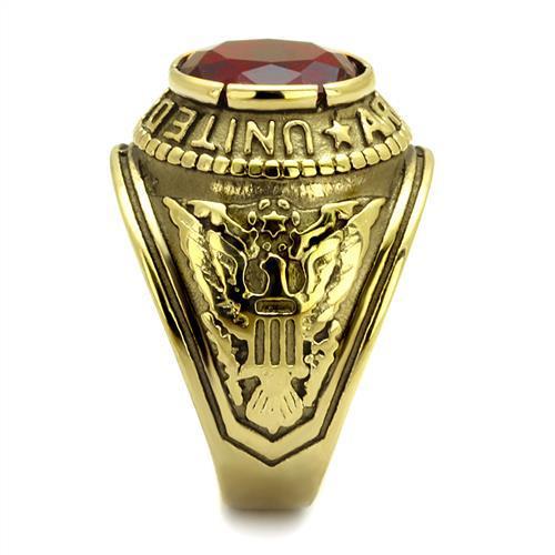 Eternal Sparkles Men's USA United States Army Military Ring Patriotic Bezel Set Crystal Oval Centerstone - Gold