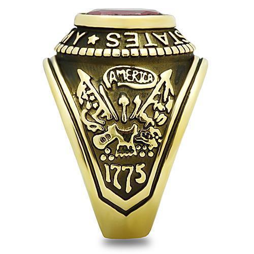 Eternal Sparkles Men's USA United States Army Military Ring Patriotic Bezel Set Crystal Oval Centerstone - Gold