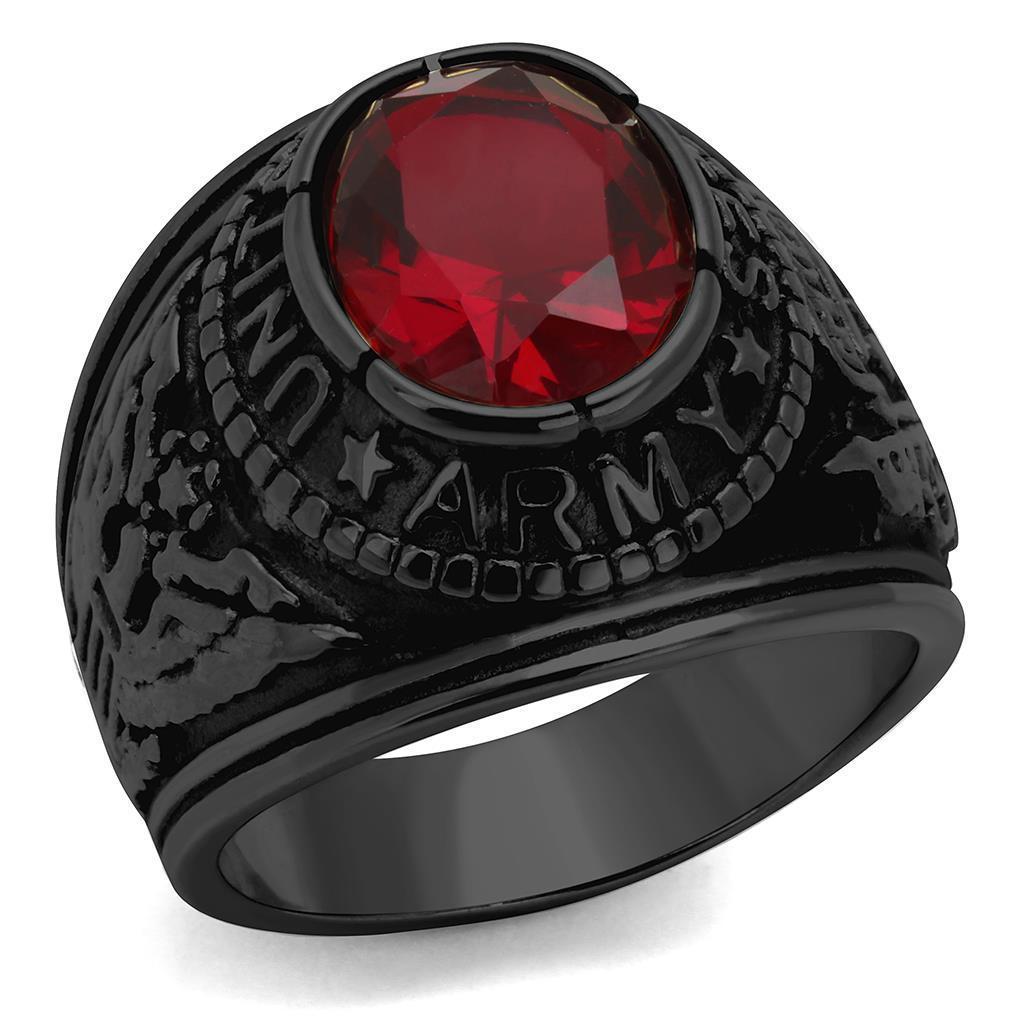 Eternal Sparkles Men's USA United States Army Military Ring Patriotic Bezel Set Crystal Oval Centerstone - Black