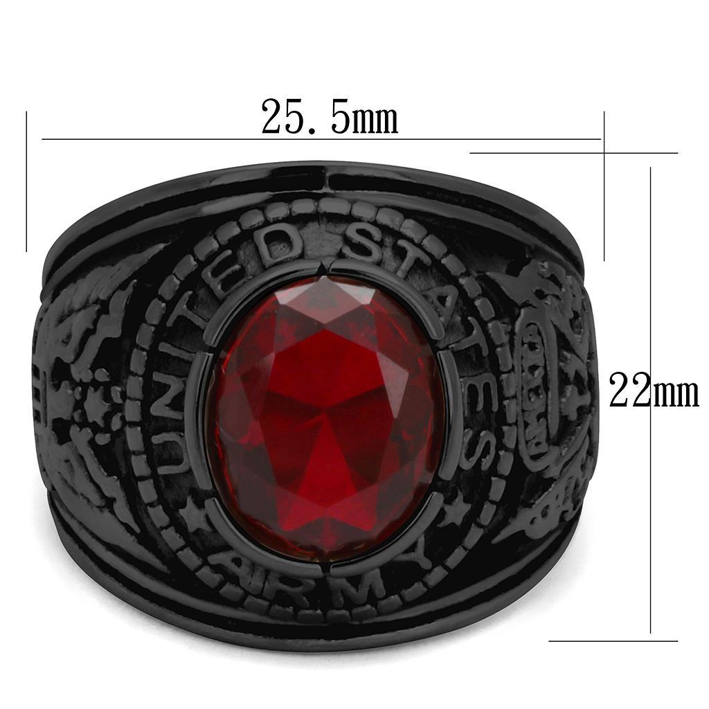 Eternal Sparkles Men's USA United States Army Military Ring Patriotic Bezel Set Crystal Oval Centerstone - Black