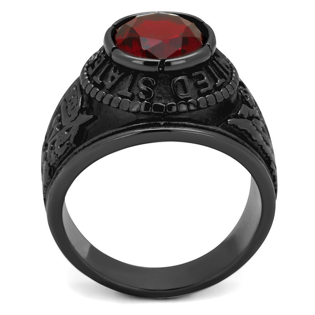 Eternal Sparkles Men's USA United States Army Military Ring Patriotic Bezel Set Crystal Oval Centerstone - Black