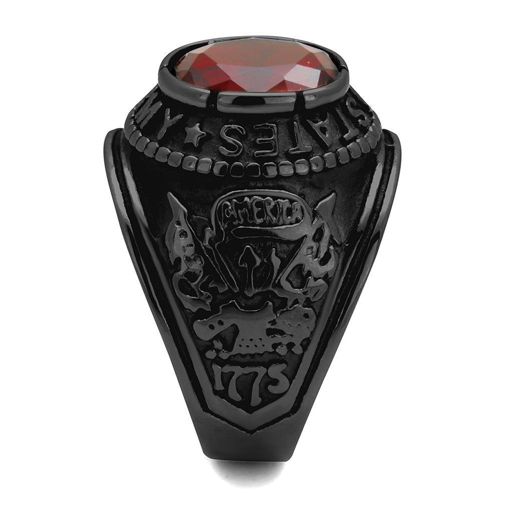 Eternal Sparkles Men's USA United States Army Military Ring Patriotic Bezel Set Crystal Oval Centerstone - Black