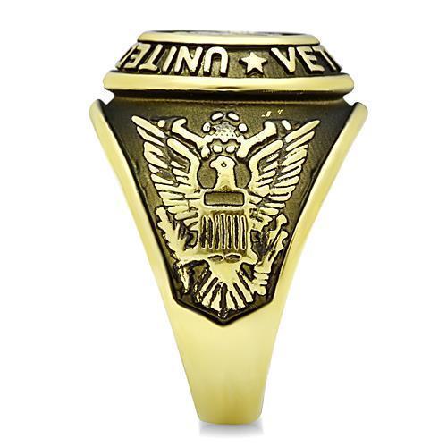 Eternal Sparkles Men's USA Veterans Military Patriotic Masculine Statement Ring - Gold